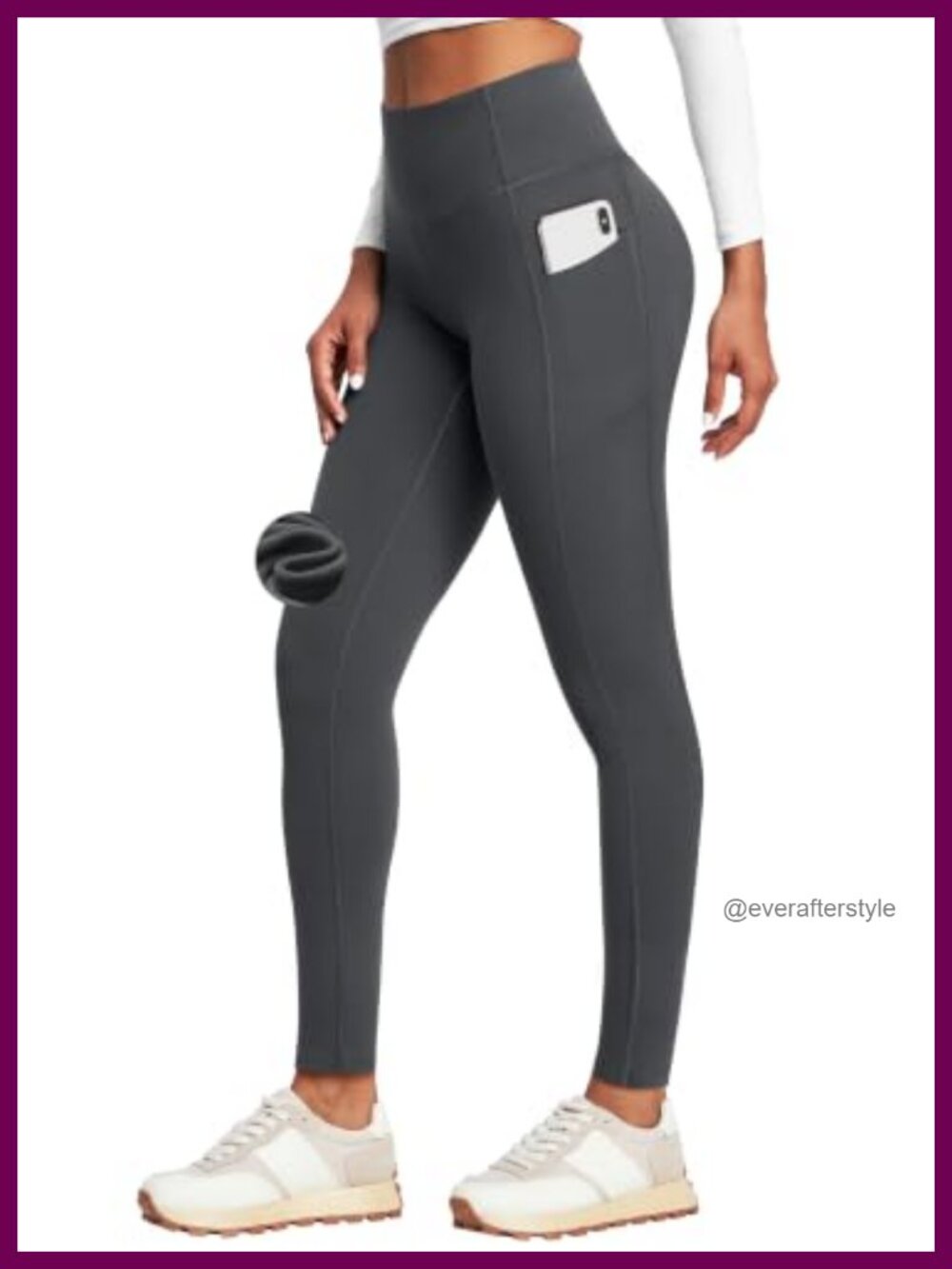 Fleece Lined Leggings with Pockets High Waist Tummy Control Yoga Pants